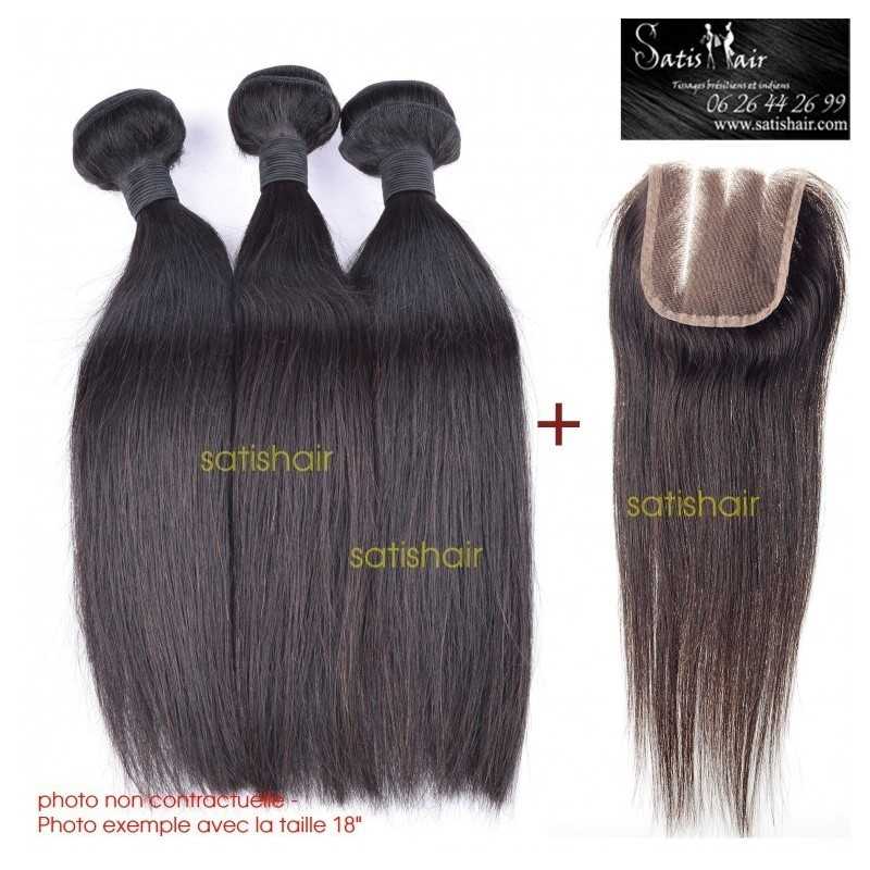 LOT Exceptionnel 14" Raide indien- 3 Paquets de 14 Pouce + 1 paquet de Lace closure 14 LOT Exceptionnel 14" Raide indien- 3 Paquets de 14 Pouce + 1 paquet de Lace closure 14