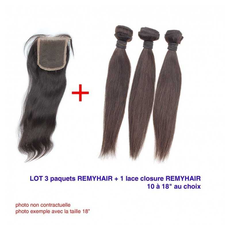 LOT Exceptionnel 12" Raide Remyhair- 3 Paquets de 12 Pouce + 1 paquet de Lace closure 12 LOT Exceptionnel 12" Raide Remyhair- 3 Paquets de 12 Pouce + 1 paquet de Lace closure 12