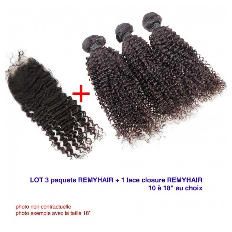 LOT Exceptionnel 26" frisé curly Remyhair- 3 Paquets de 26 Pouce + 1 paquet de Lace closure 18 LOT Exceptionnel 26" frisé curly Remyhair- 3 Paquets de 26 Pouce + 1 paquet de Lace closure 18